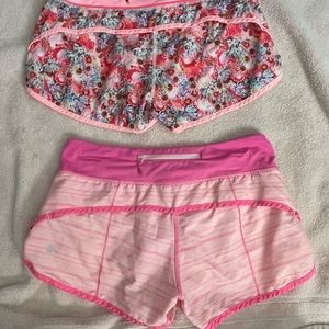 Lululemon speed up shorts, pink stripe floral size 6